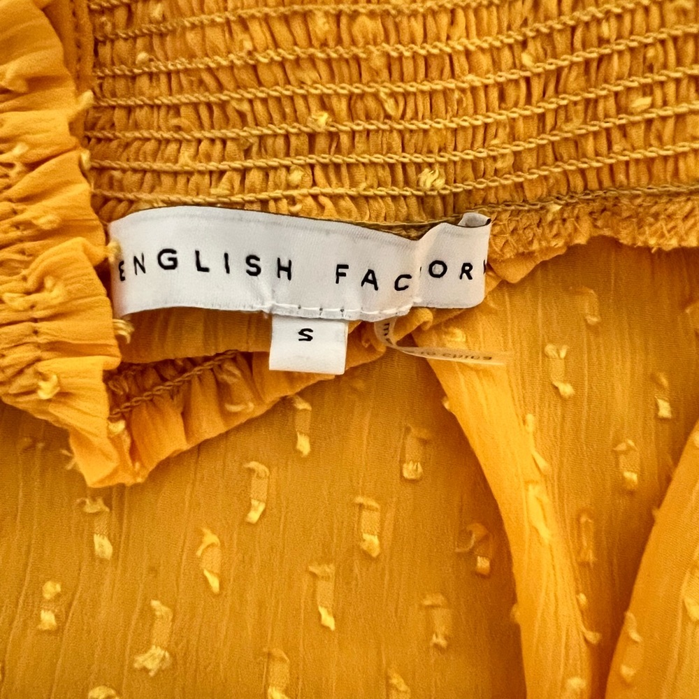 English Factory Ruffle Yellow Blouse Size Small - Picture 3 of 4